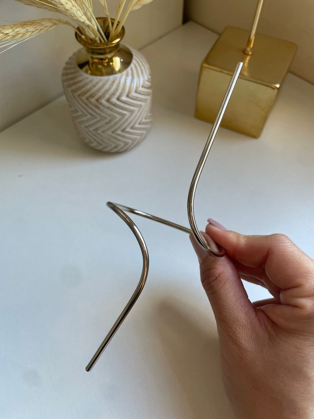 Bracelete Ajustável Fio Folhado Prata - Imagem 3